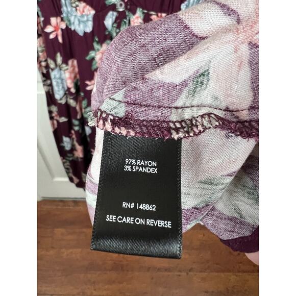 Torrid Midi Challis Shirt Dress 3X Burgundy Asymmetrical Hem Casual Button Up - Picture 5 of 10